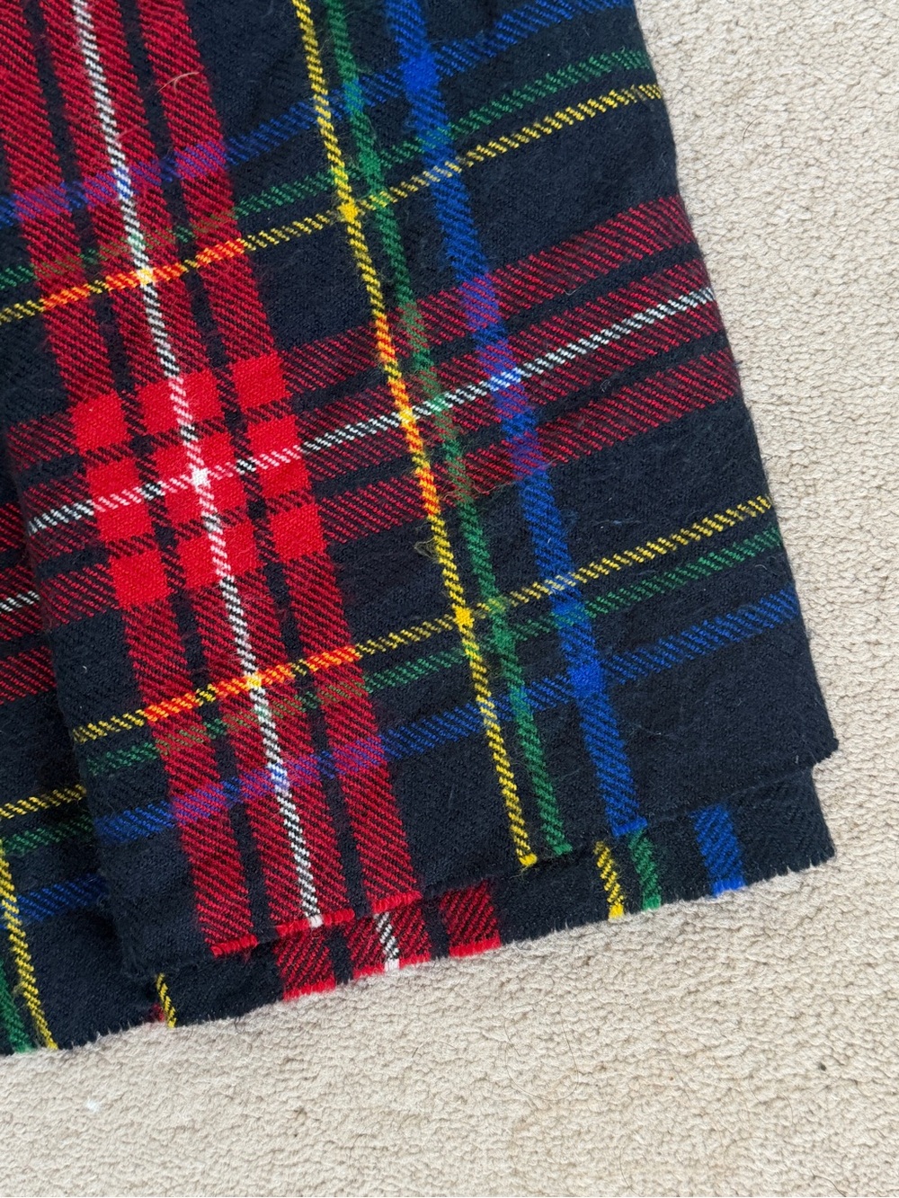 Abercrombie Black Plaid Wool Sweater with Red and Blue Tartan